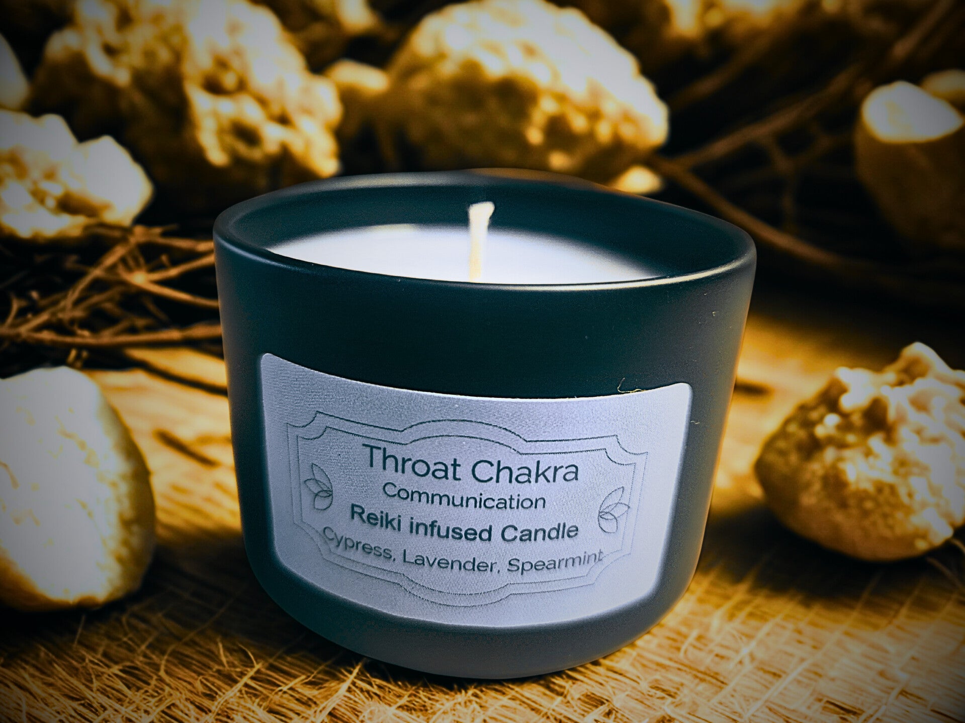 Reiki-Infused Throat Chakra Candle