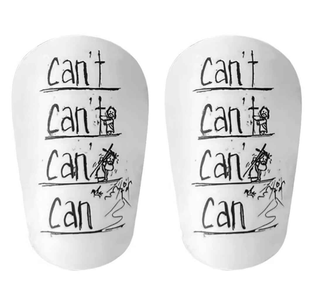 Mini shin pads white with design