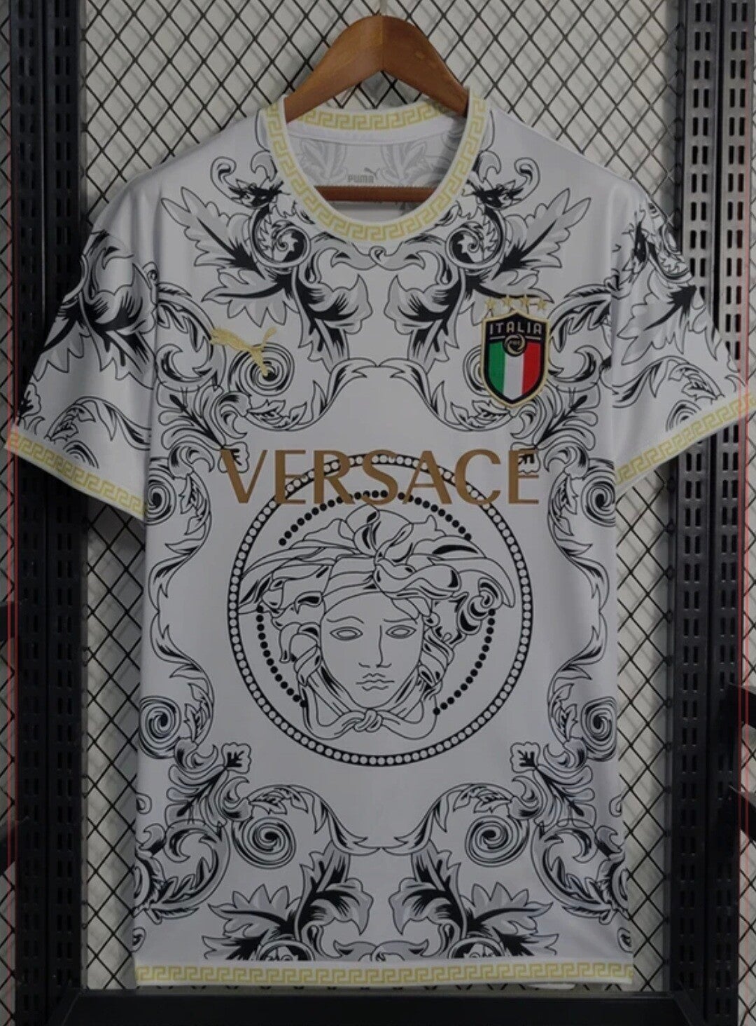 white Italy x Versace concept football jersey