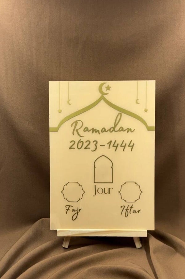 Panneau plexiglas JOUR + HORAIRE Ramadan