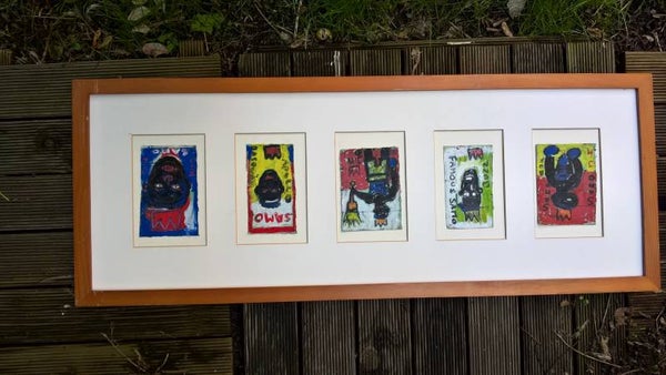 J.m Basquiat 5 mixmedia op advertising paper NY
