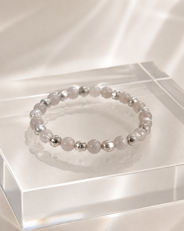 Light Pink Quarts with silver accent bracelet