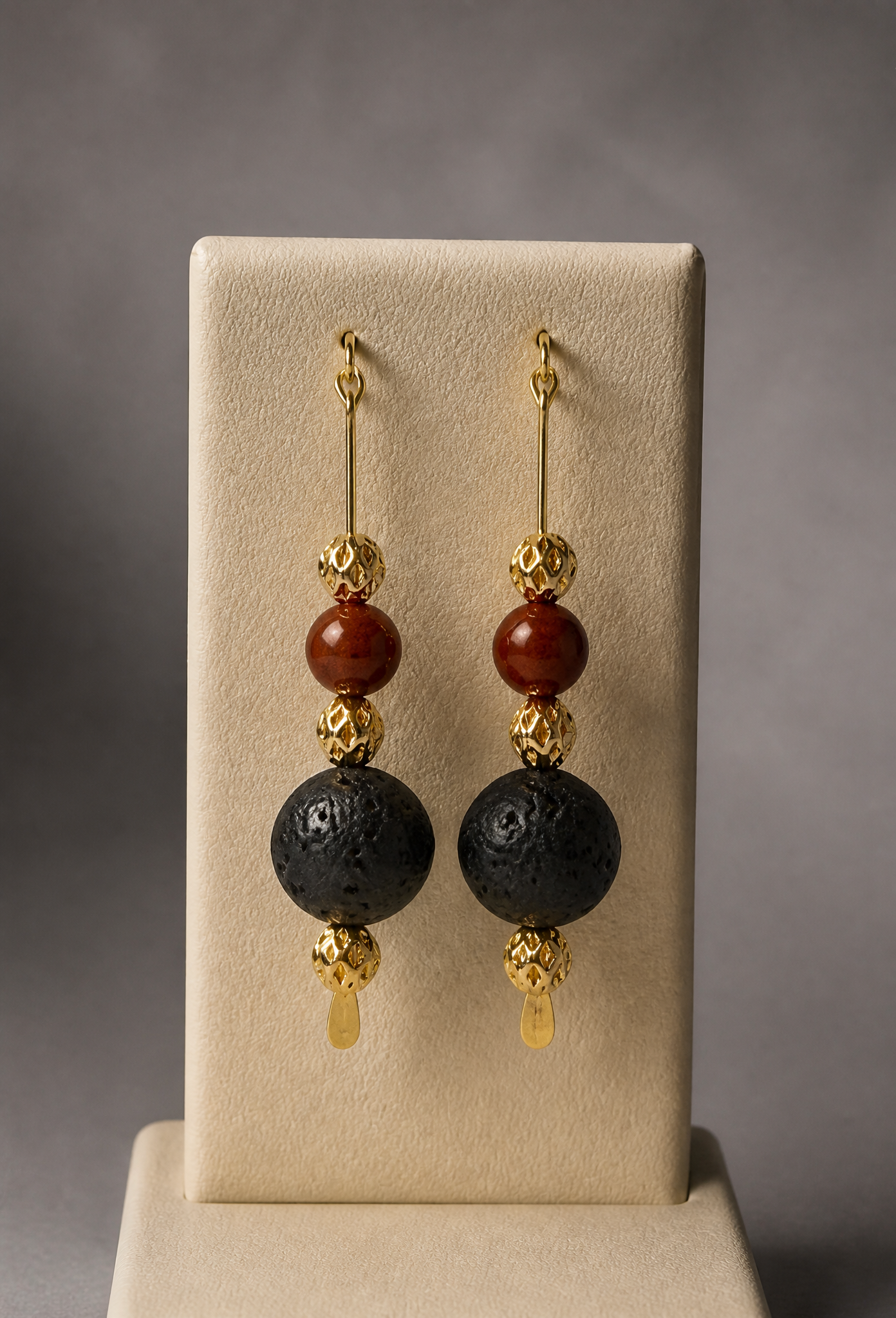 Red Jasper and Black Lava Beads
