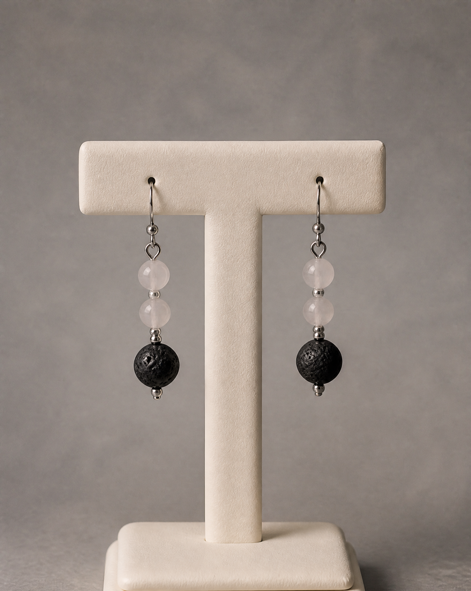 Pink Quartz with a black Lava Beads