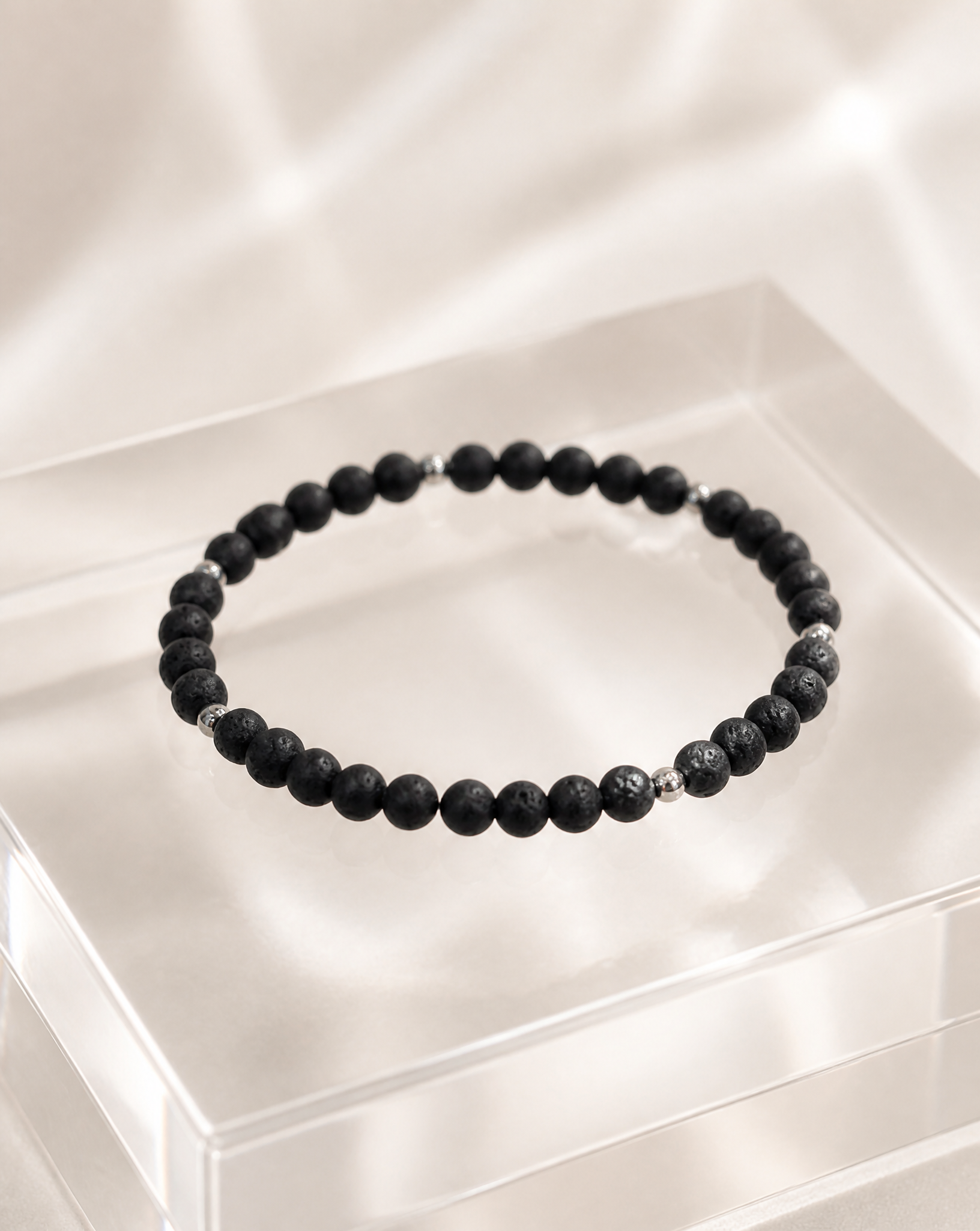 Black lava beads