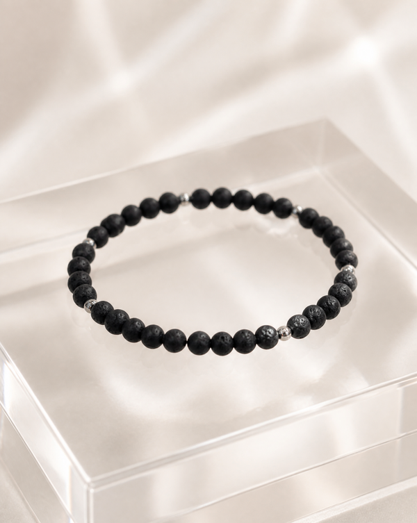 Black lava beads