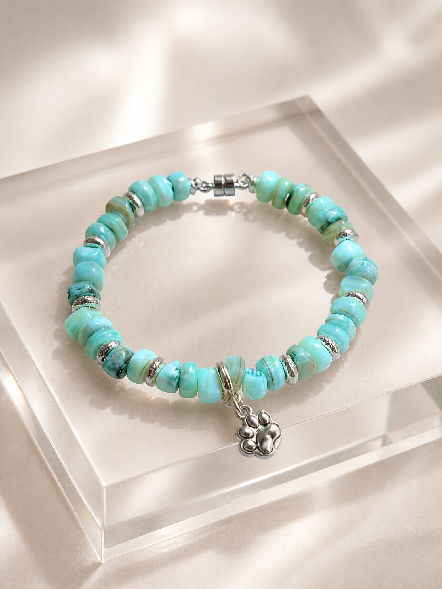 Turquoise Howlite with Silver accents bracelet