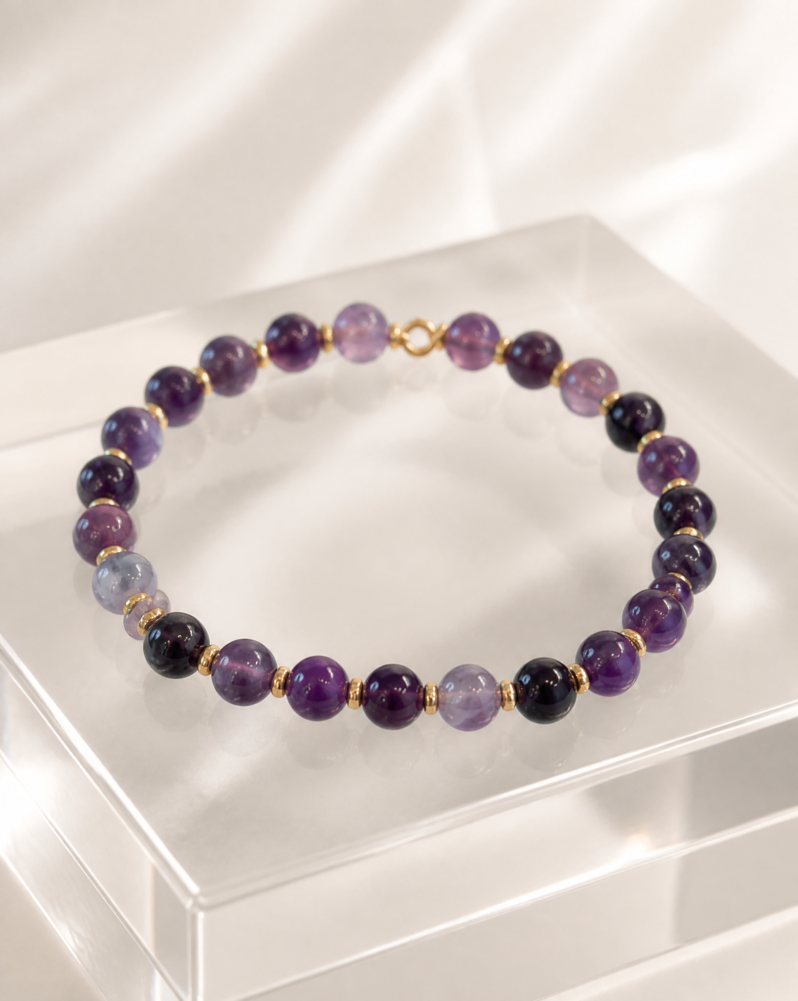 6 mm Amethyst Beads with Gold Accents