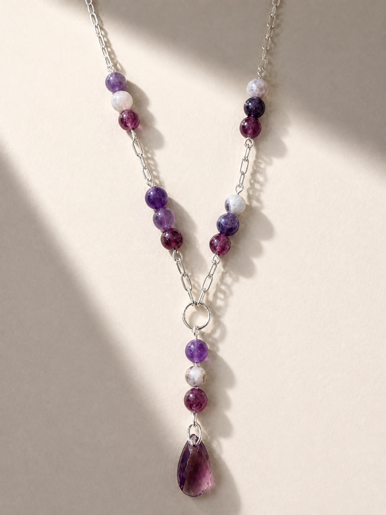 Silver amethyst beads necklace