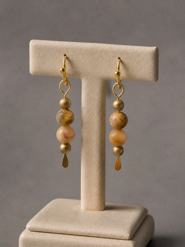 Chalcedony Gemstone with Brush Gold Accents