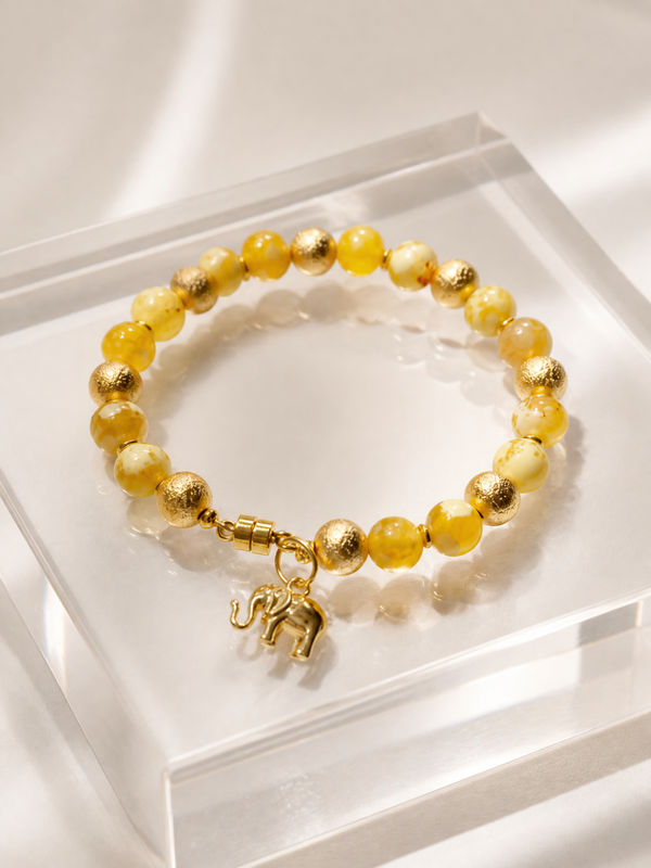 Fire Yellow Agate with Gold Accents