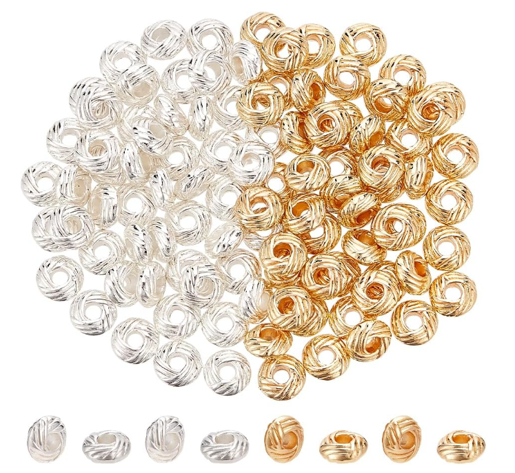 Gold or Silver  twisted round spacer beat