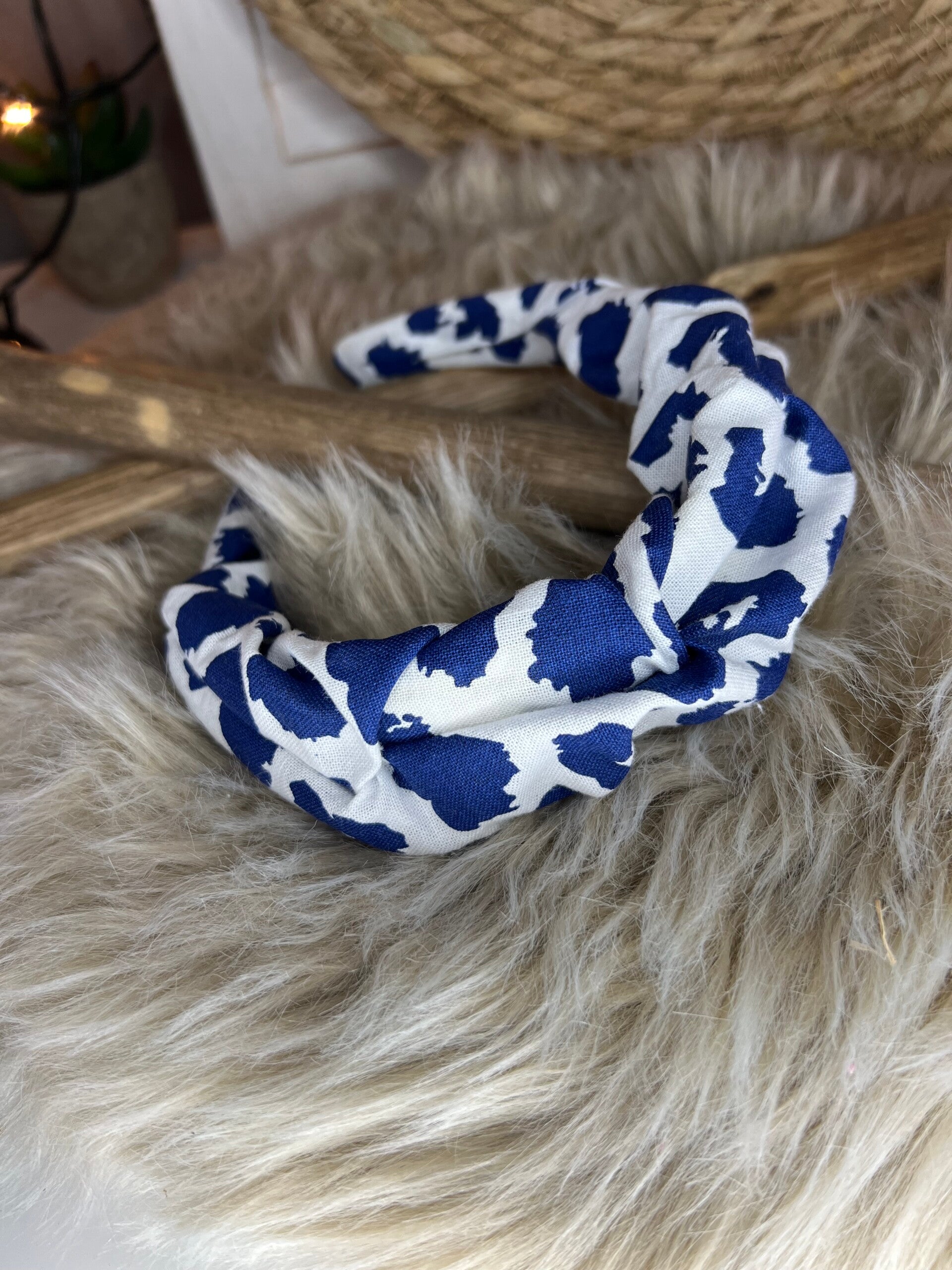 Haarreifen Leoliebe blauweiß