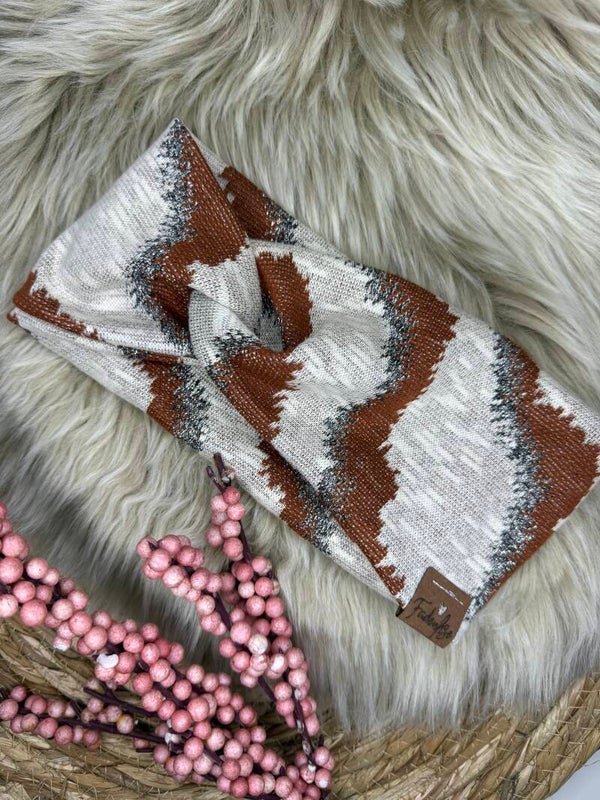 Haarband Strick Glitzer braun