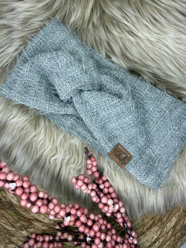 Haarband Kuschel grau Strick