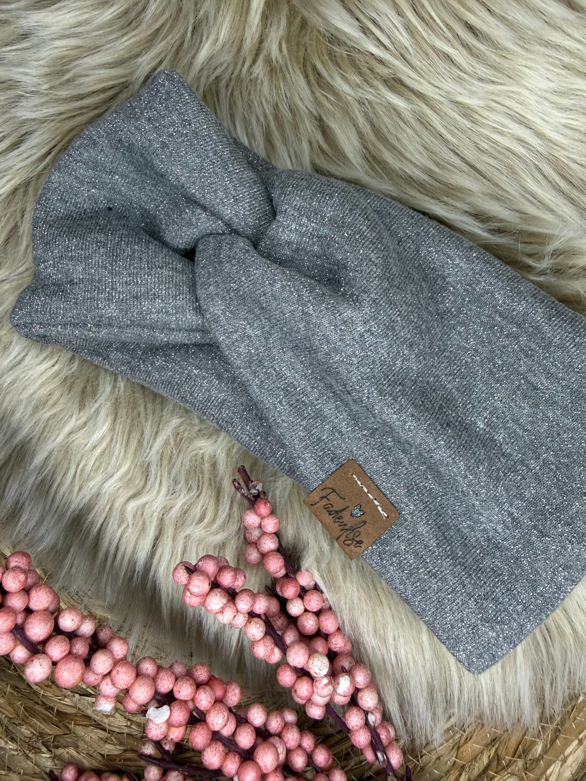 Haarband Glitzer grau