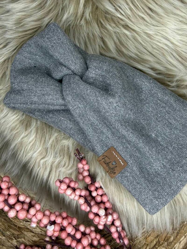 Haarband Glitzer grau
