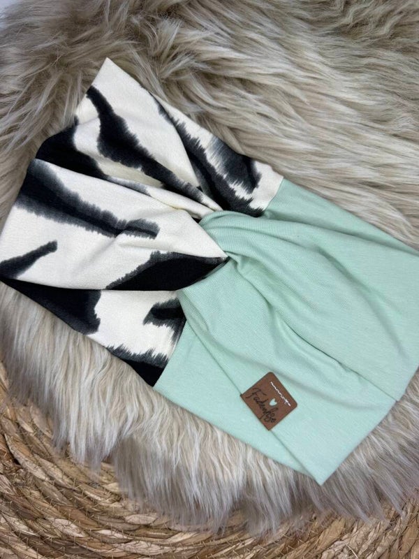 Harlekin Turbanhaarband Mint Zebra