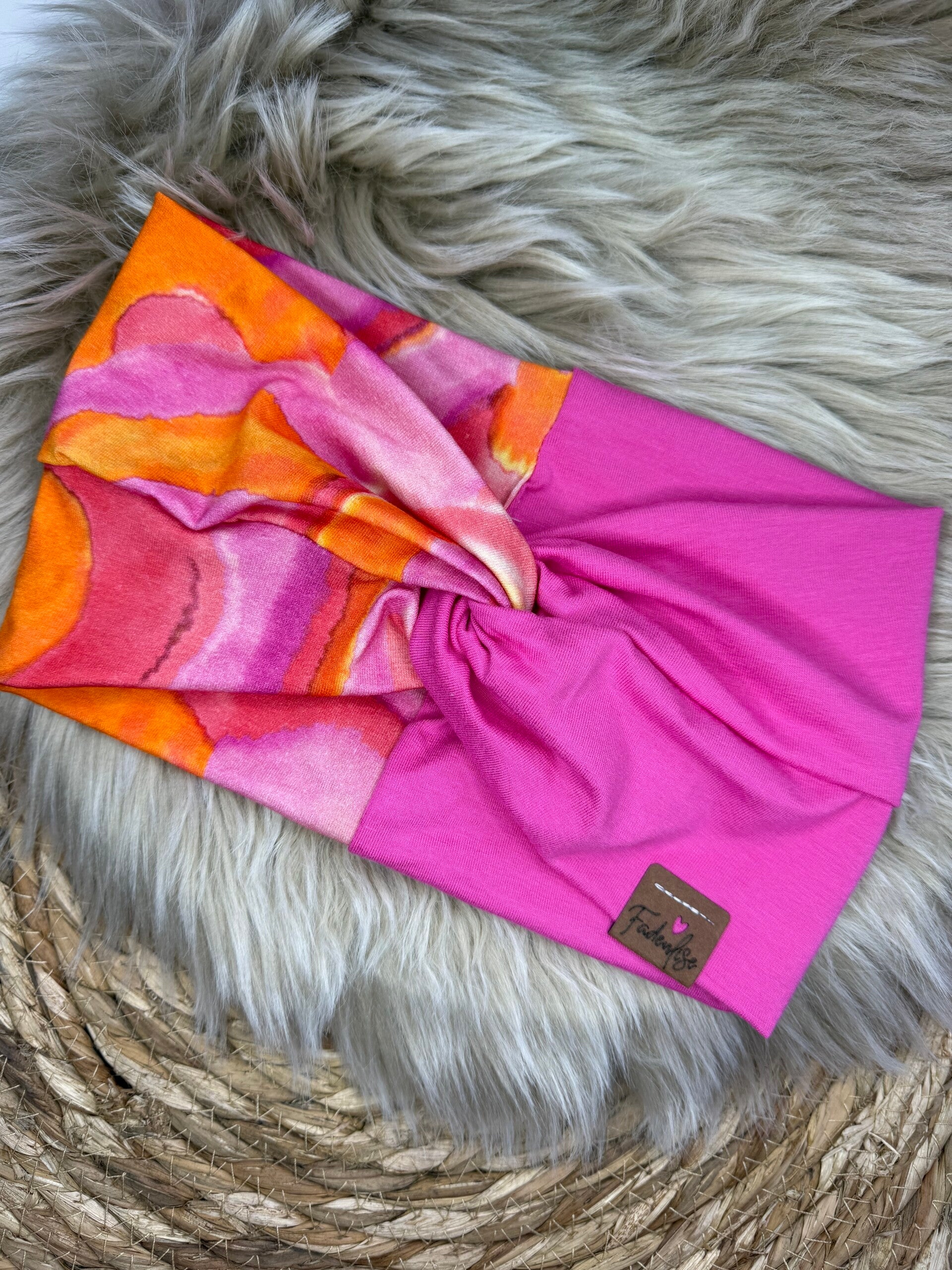 Harlekin Turbanhaarband pink orange