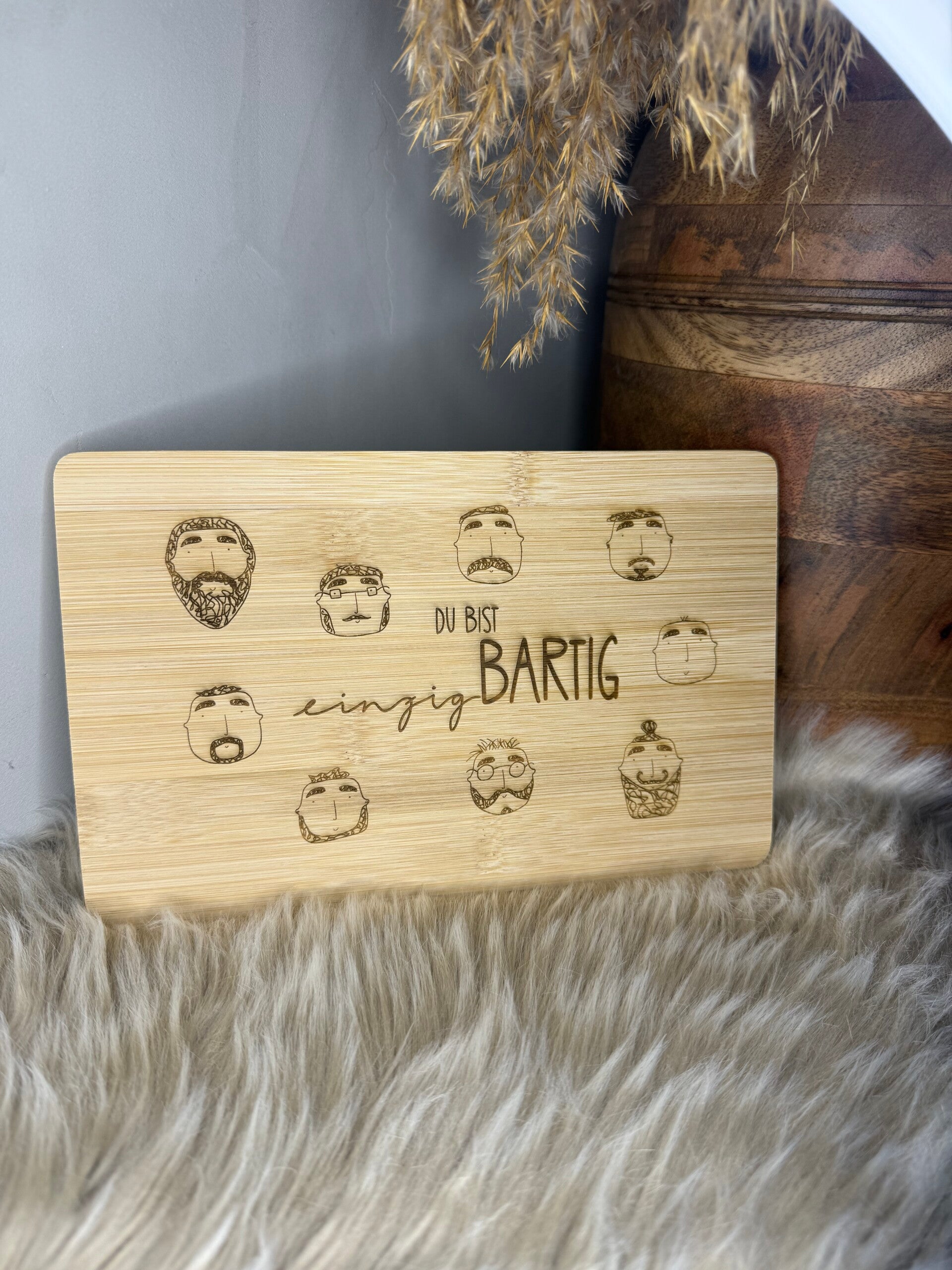 Bambus Holzbrett klein Du bist einzig Bartig