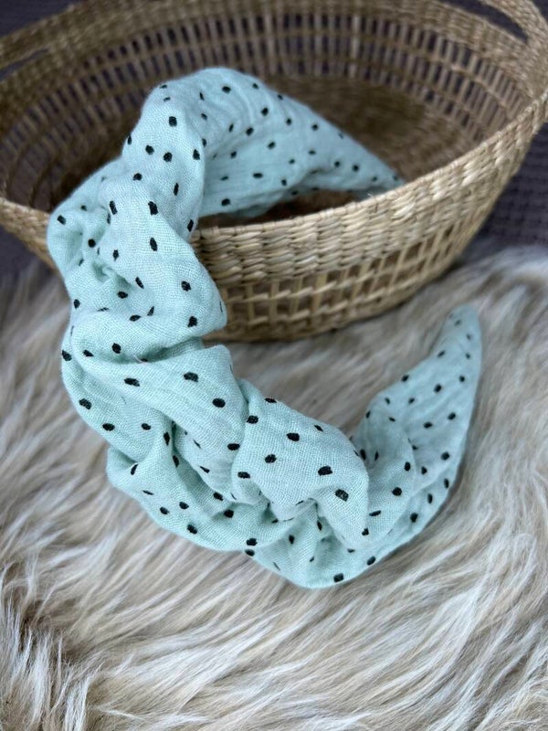 Haarreifen grün Punkte