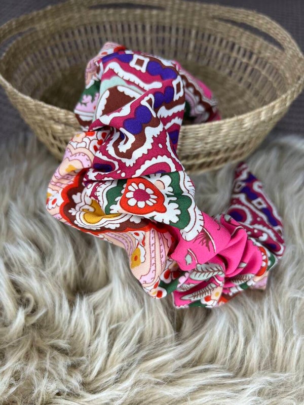 Haarreifen gerafft rosa