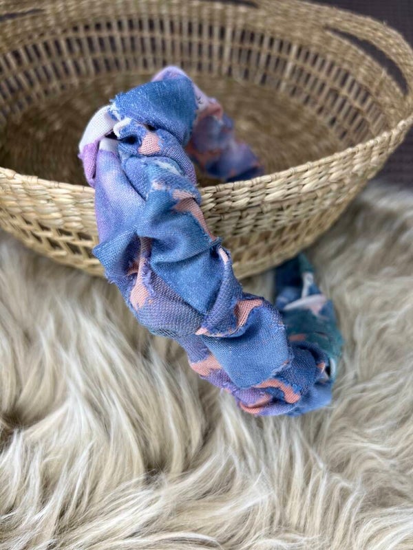 Haarband gerafft blau