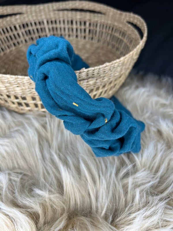 Haarreifen petrol goldtupfen