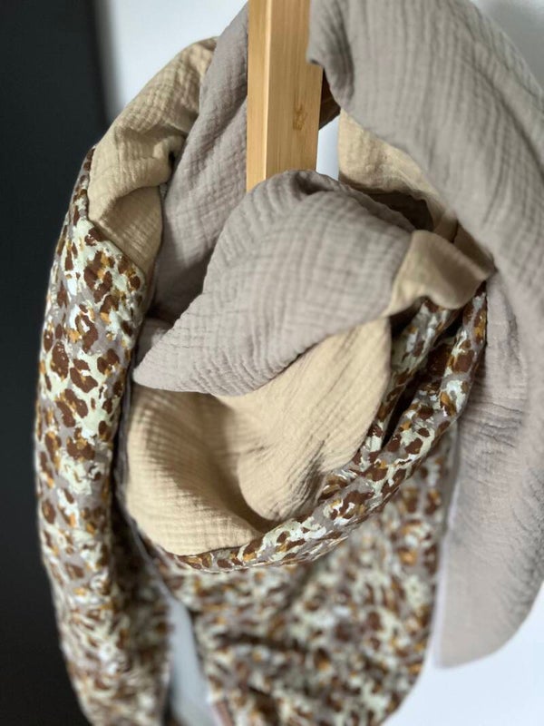 XXL Musselin Tuch beige Leo