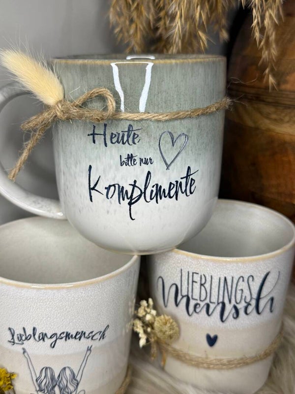 Keramiktasse graviert Komplimente