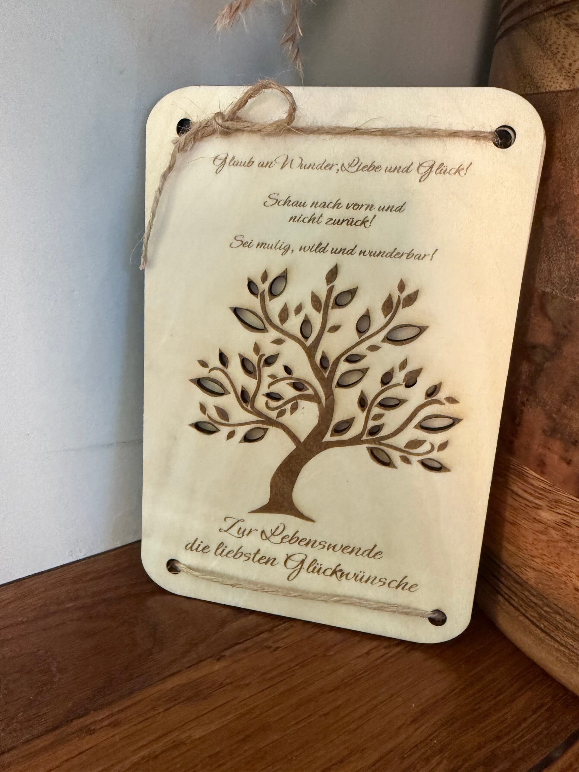 Geldgeschenk Karte Holz Lebensbaum