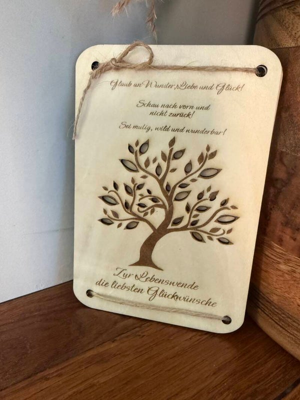 Geldgeschenk Karte Holz Lebensbaum