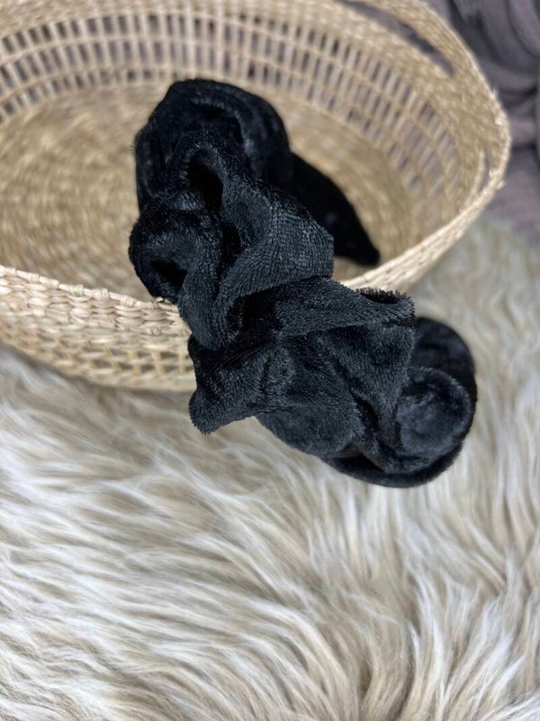 Haarreifen samt glänzend schwarz