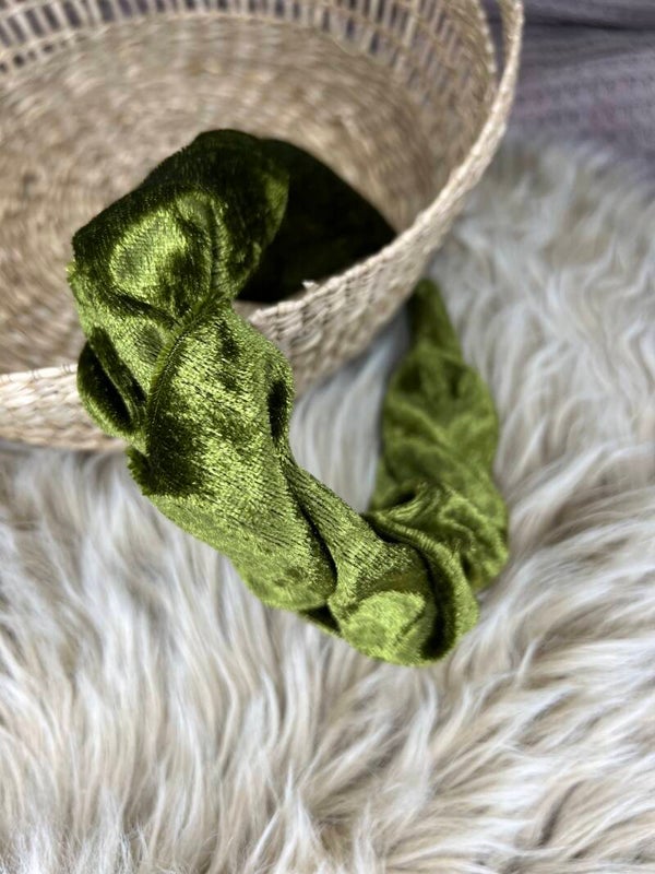 Haarreifen samt grün glänzend