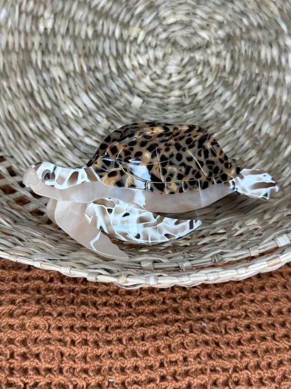 Haarspange Schildkröte braun aus Acryl