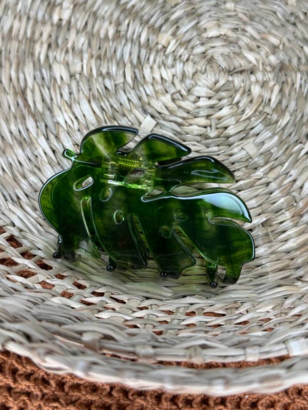 Haarspange Monstera klein Acryl