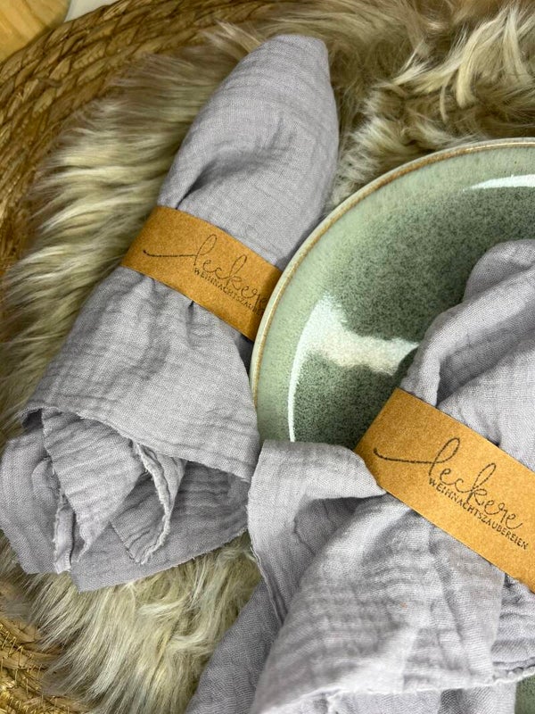 Musselin Serviette grau