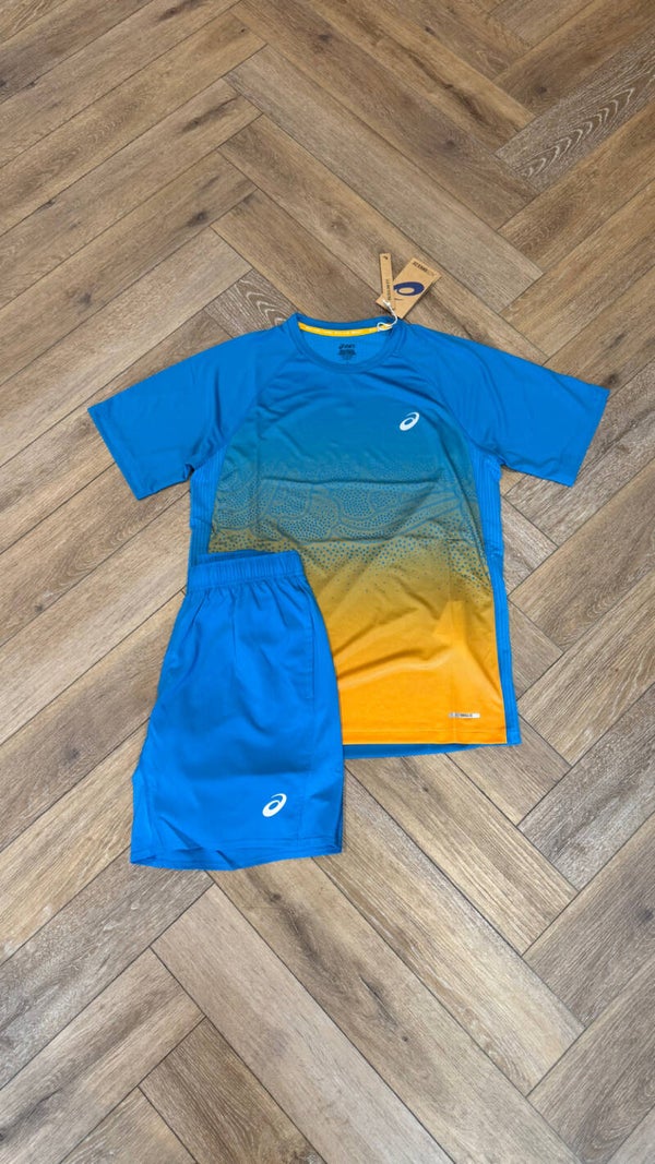 Asics Short Set Agean Blue Yellow