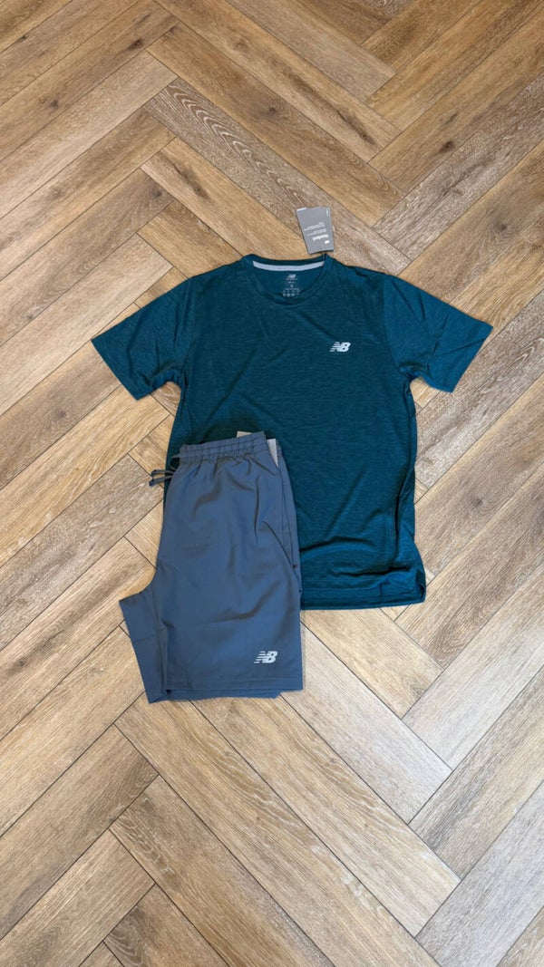 New Balance Short Set Green Grey