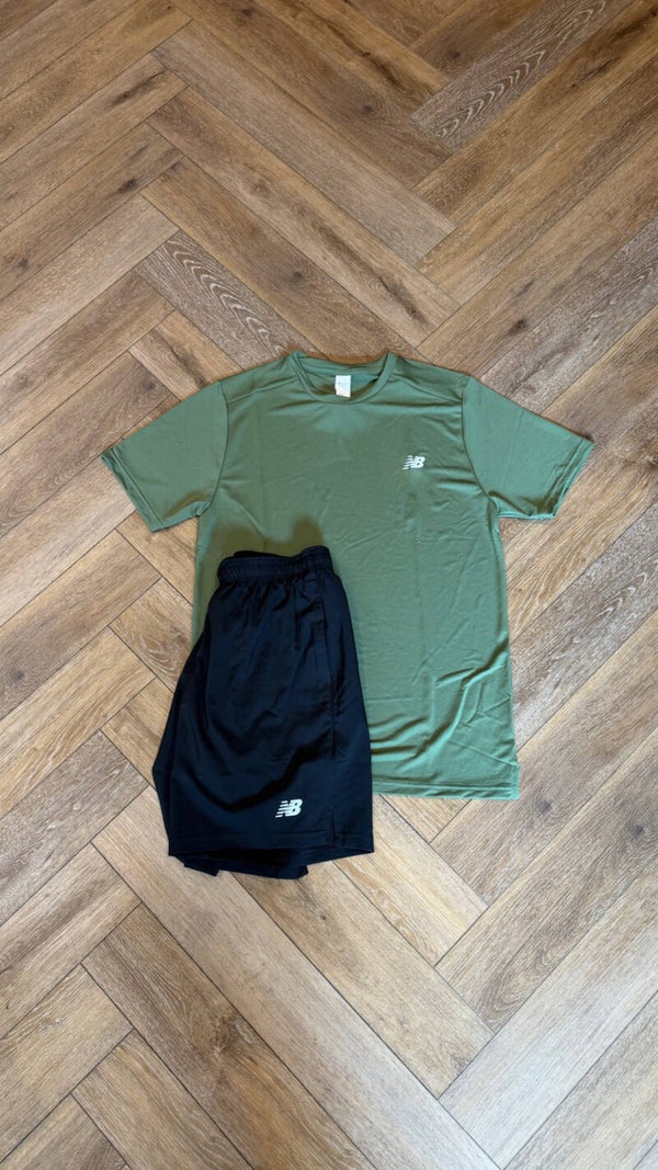 New Balance Short Set Green Black