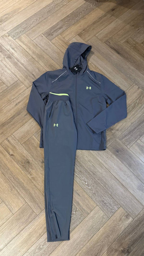 Under Armour Tracksuit Grey Neon Green
