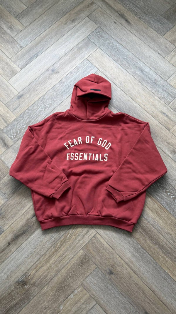 Essentials Fear Of God Hoodie Crimson