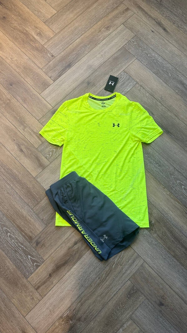 Under Armour Short Set Neon Yellow Grey