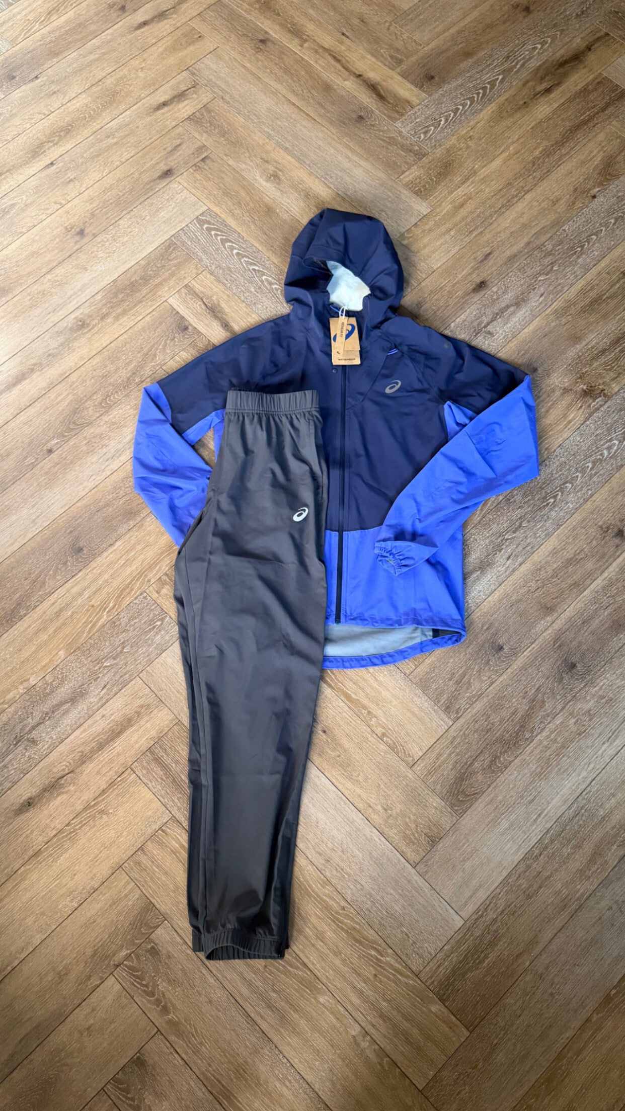 Asics Waterproof Tracksuit Midnight Blue Graphite Grey