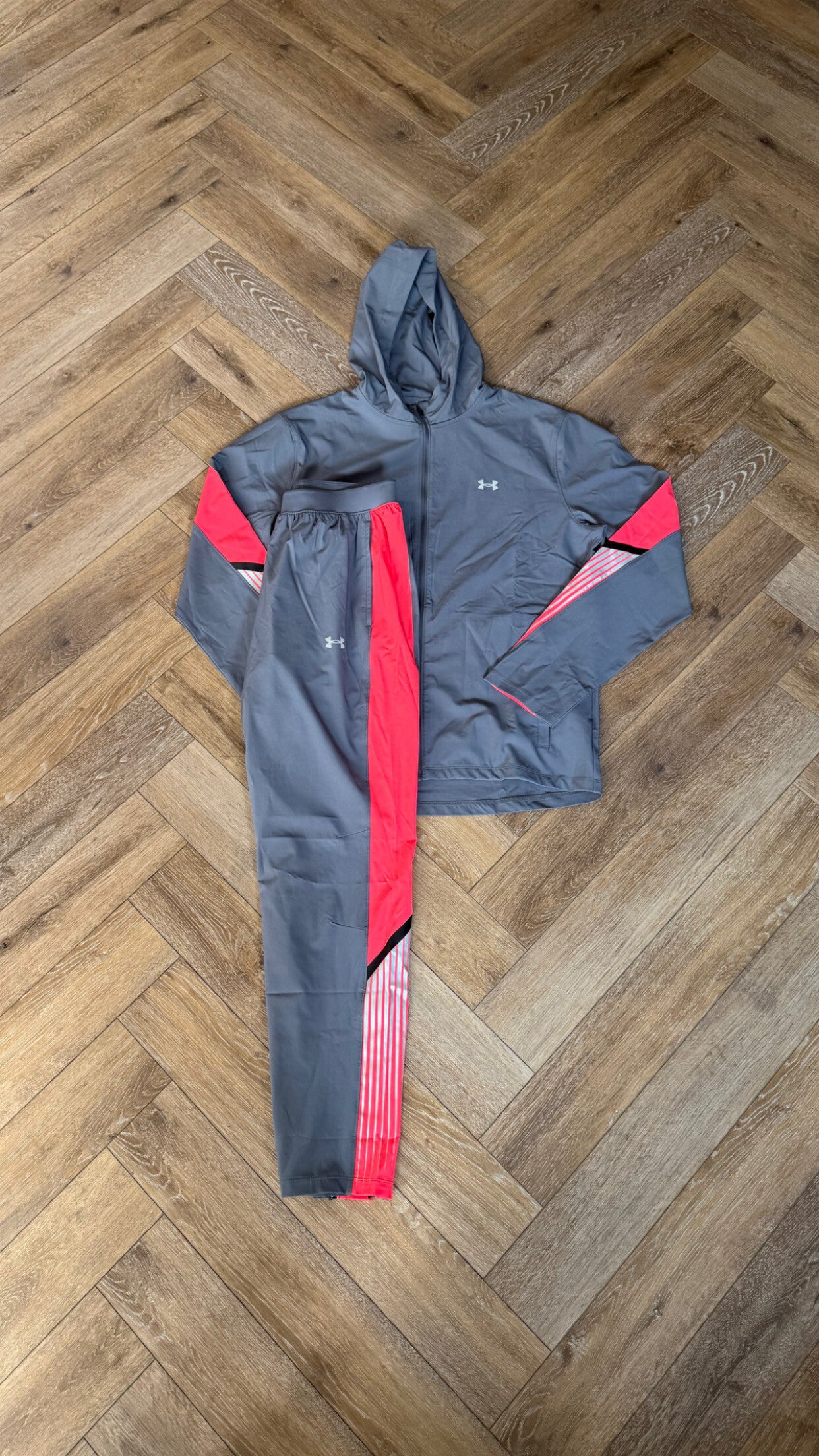 Under Armour Tracksuit Grey Red