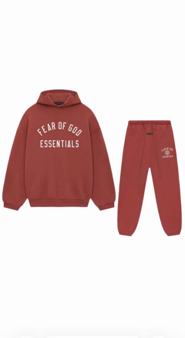 Fear Of God Essentials Tracksuit Fw24 Crimson