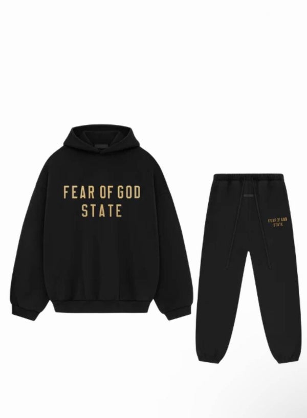 Fear Of God Essentials Tracksuit FW24 Black Yellow State