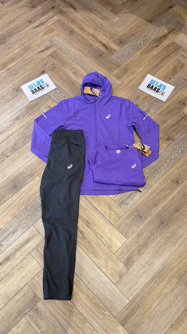 Asics Accelerate Tracksuit Edo Purple Graphite Grey + T SHIRT