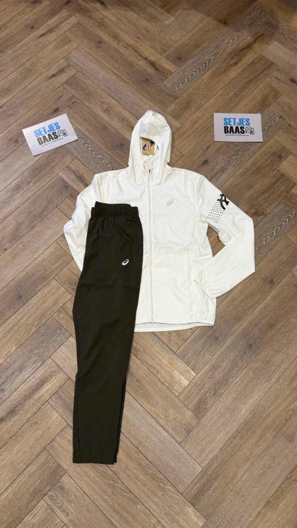 Asics Accelerate Tracksuit Icon White Brown Stone