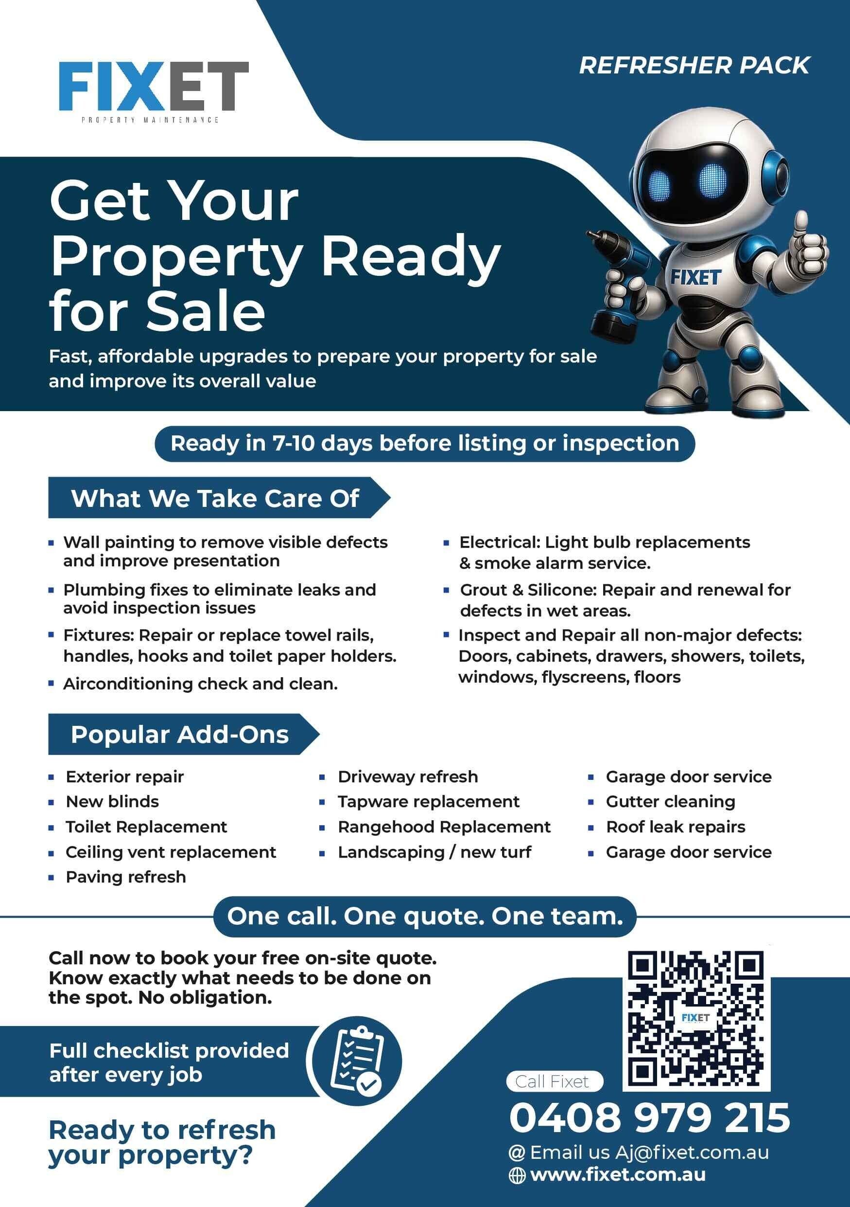 Fixet Refresher Pack before and after pre-sale property repairs in Melbourne